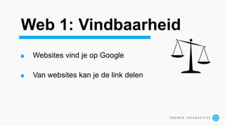 Web 1: Vindbaarheid
Websites vind je op Google
Van websites kan je de link delen
 