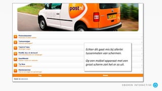 Echter dit gaat mis bij allerlei
tussenmaten van schermen.
Op een mobiel apparaat met een
groot scherm ziet het er zo uit.
 