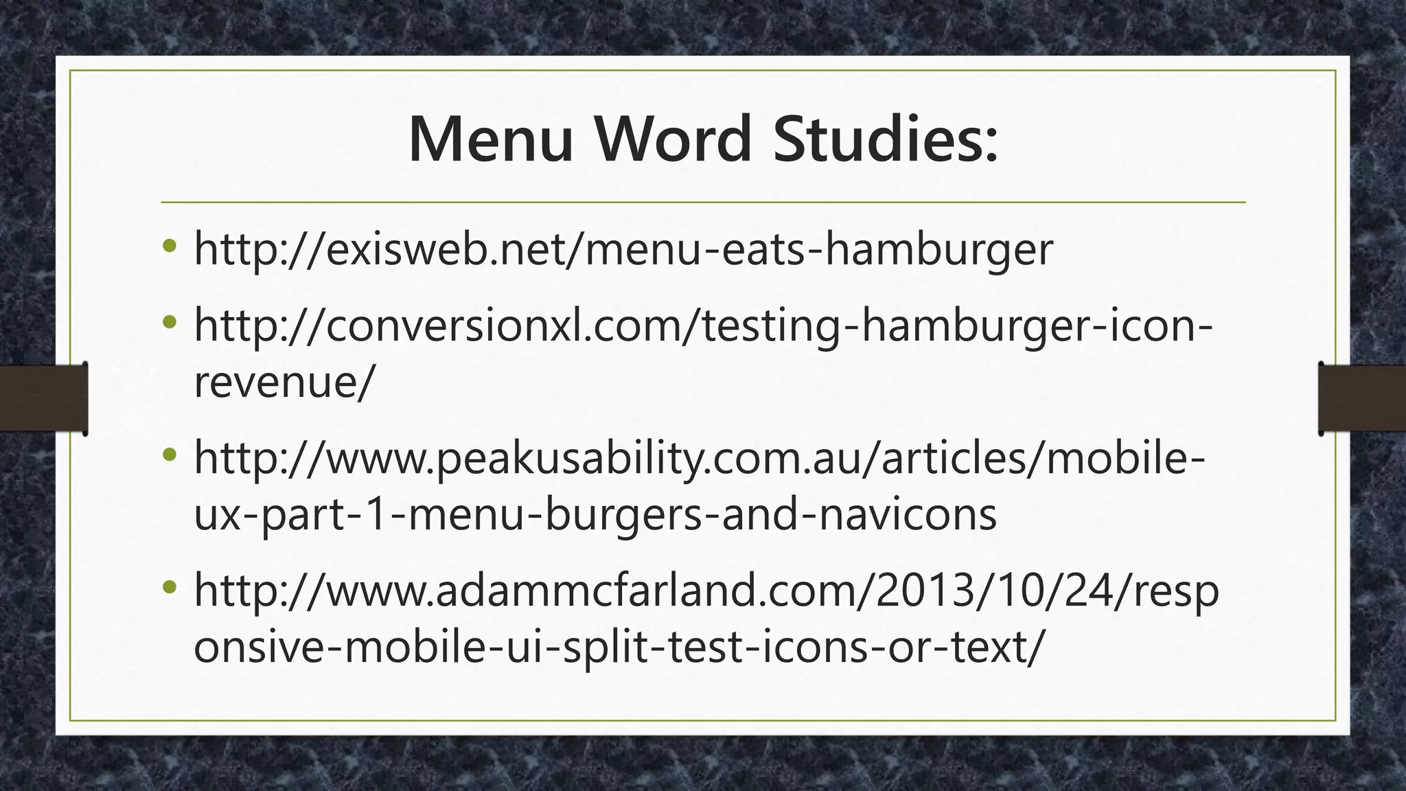 Use a Word in the Menu
 