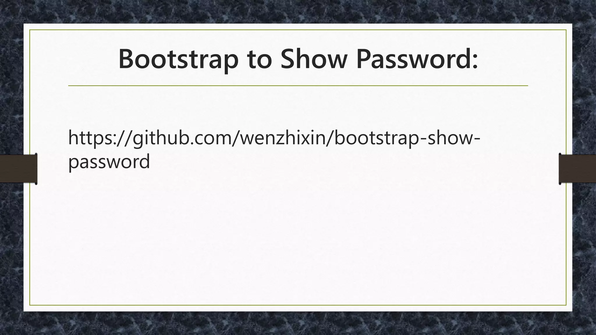 Option to Show Password?
 