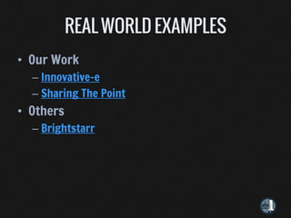 • Our Work
  – Innovative-e
  – Sharing The Point
• Others
  – Brightstarr
 