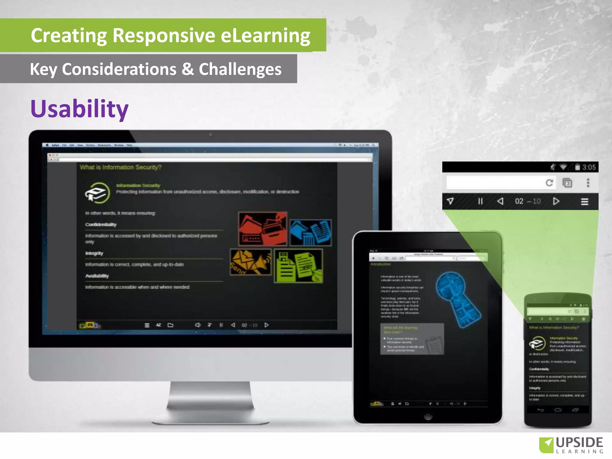 Usability
Creating Responsive eLearning
Key Considerations & Challenges
 