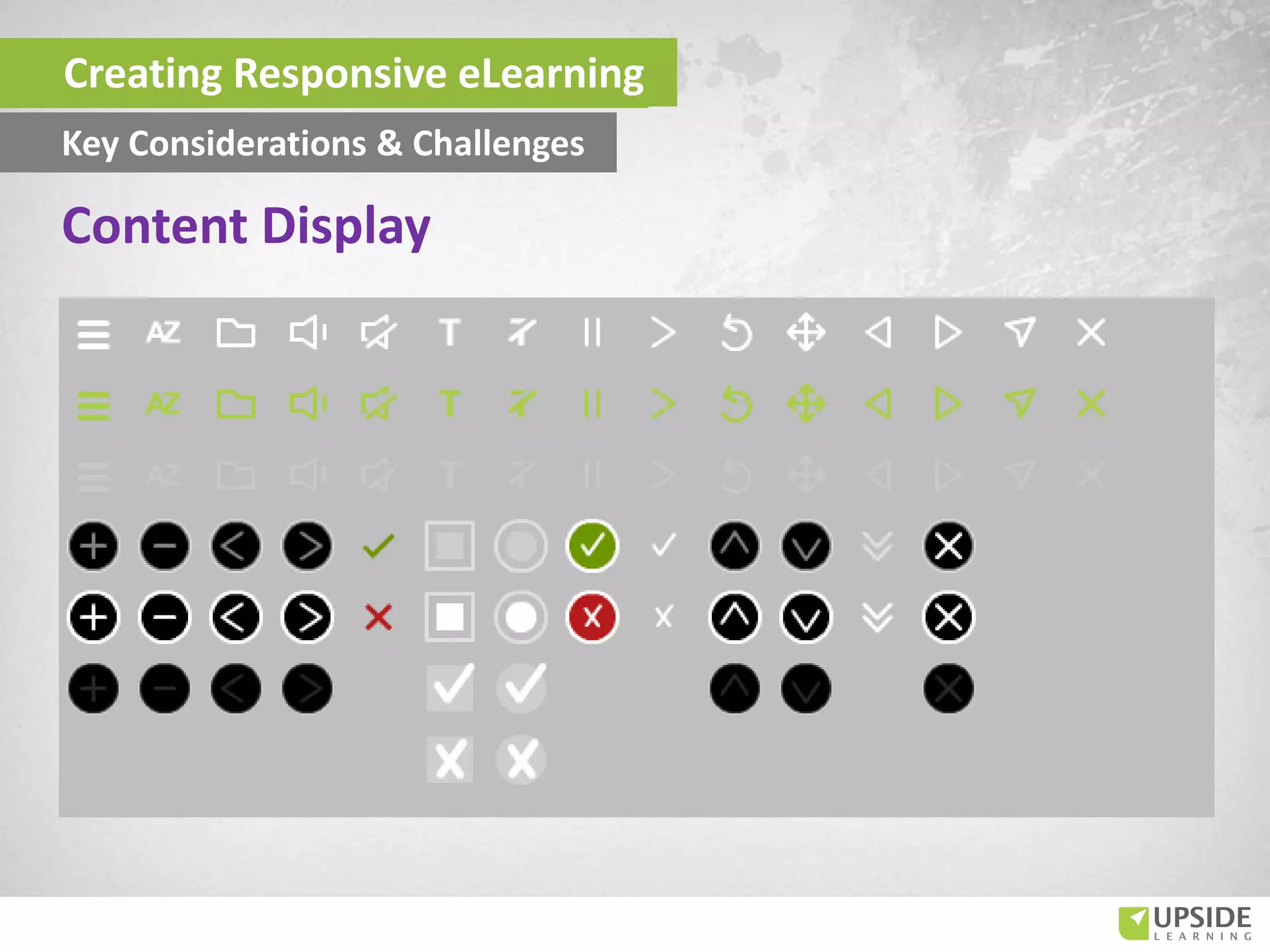 Content Display
Creating Responsive eLearning
Key Considerations & Challenges
 