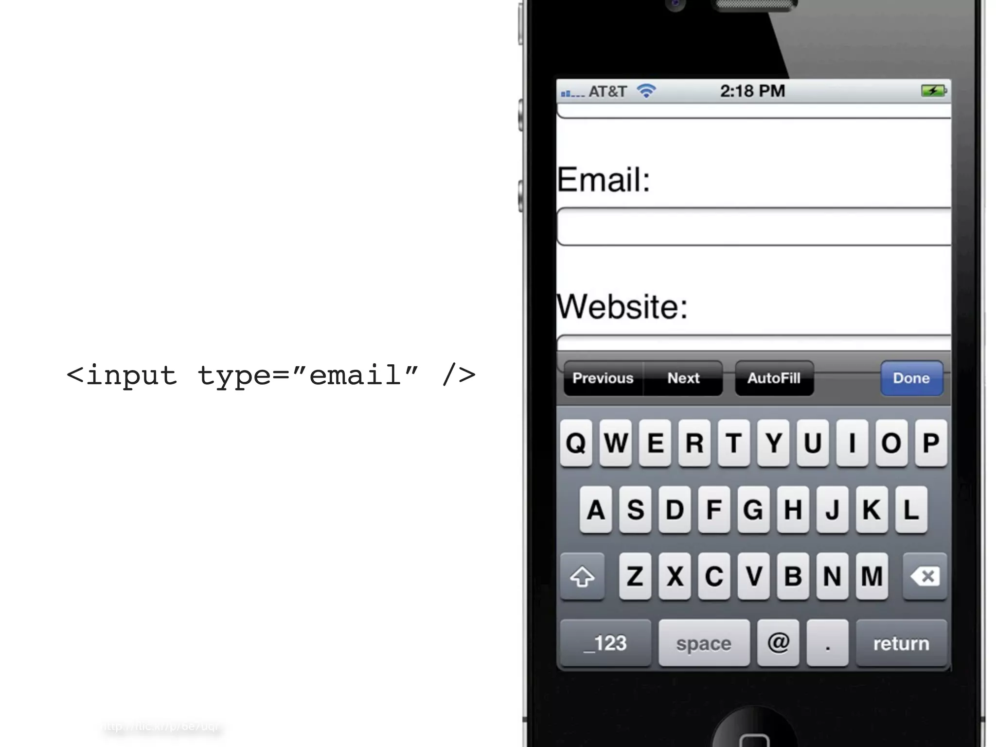 <input type=”email” /> http://ﬂic.kr/p/6e7uqr 