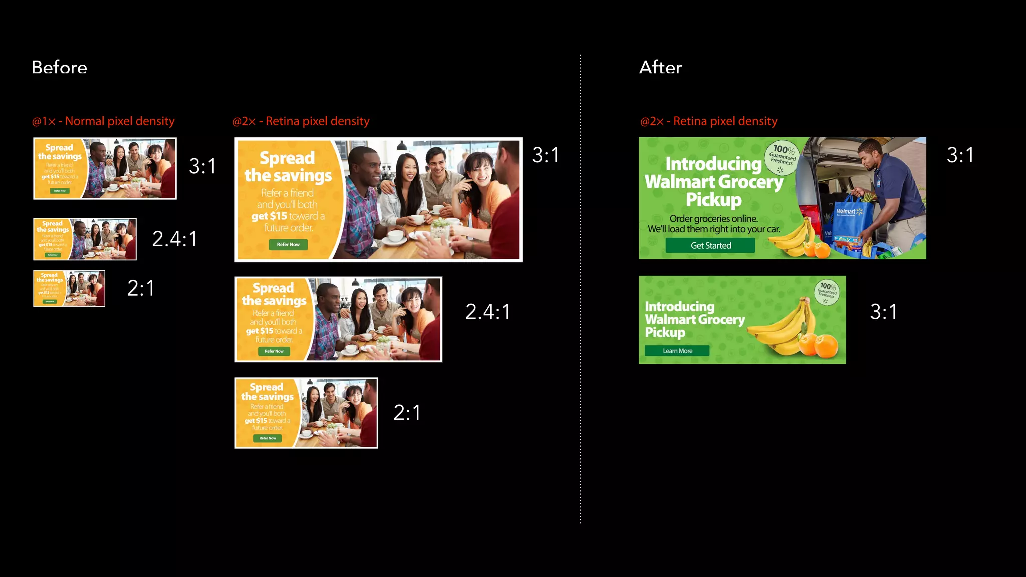 Before After
3:1
2.4:1
2:1
3:1
2.4:1
2:1
3:1
3:1
@2× - Retina pixel density @2× - Retina pixel density@1× - Normal pixel density
 