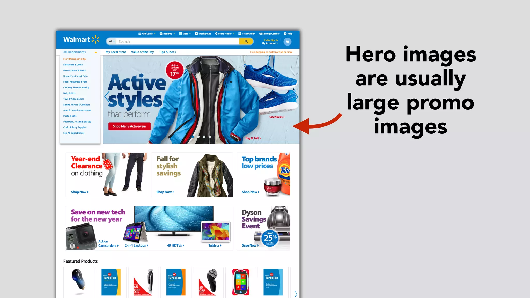 Hero images
are usually
large promo
images
 