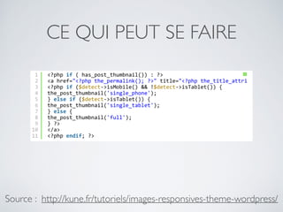 CE QUI PEUT SE FAIRE
Source : http://kune.fr/tutoriels/images-responsives-theme-wordpress/
 