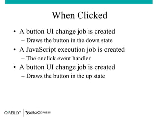 When Clicked <ul><li>A button UI change job is created </li></ul><ul><ul><li>Draws the button in the down state </li></ul>...