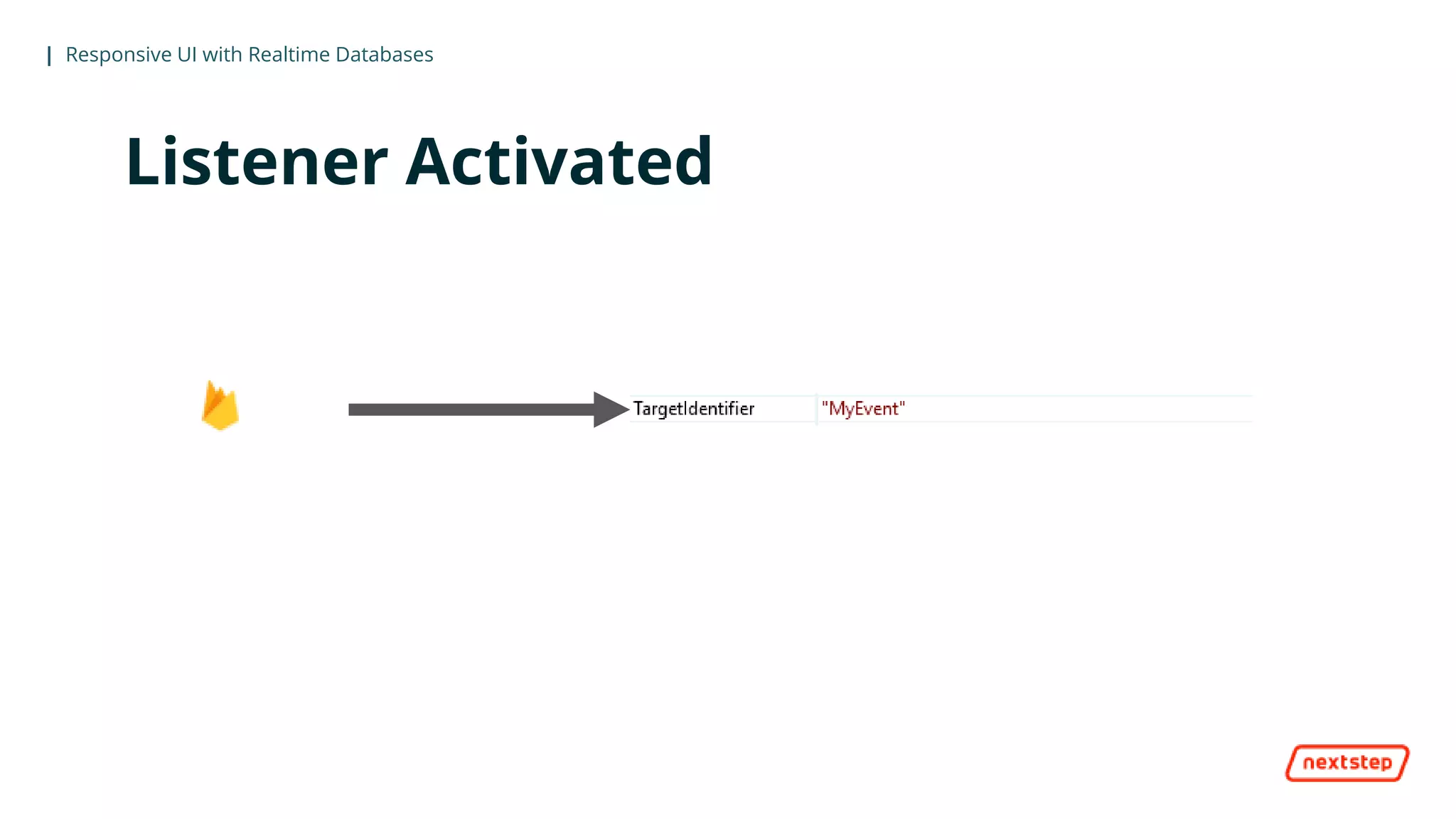 | Responsive UI with Realtime Databases
Listener Activated
 