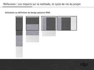 29
Réflexions : Les impacts sur la méthodo, le cycle de vie du projet
Utilisation ou définition de design patterns RWD
 