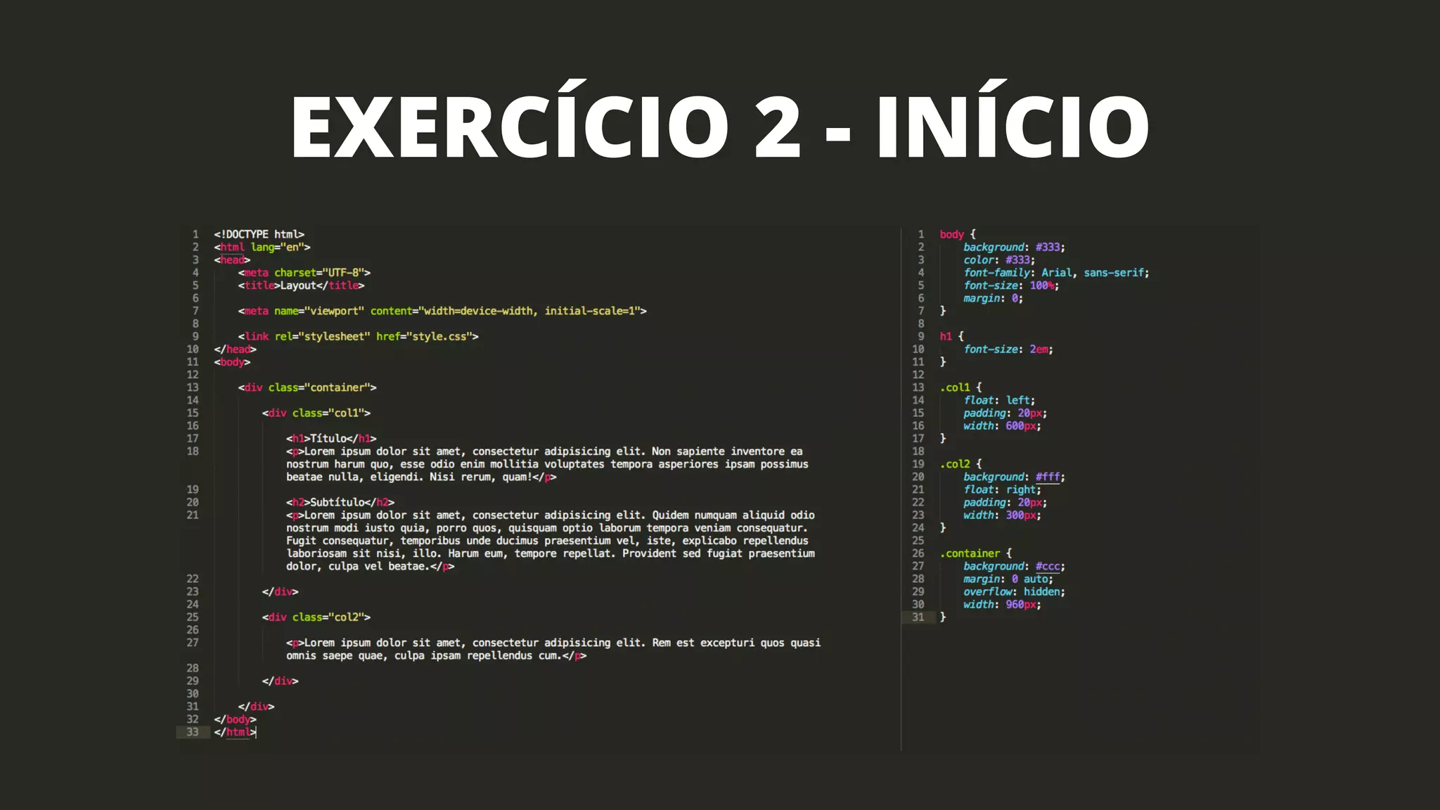 EXERCÍCIO 2 - INÍCIO
 