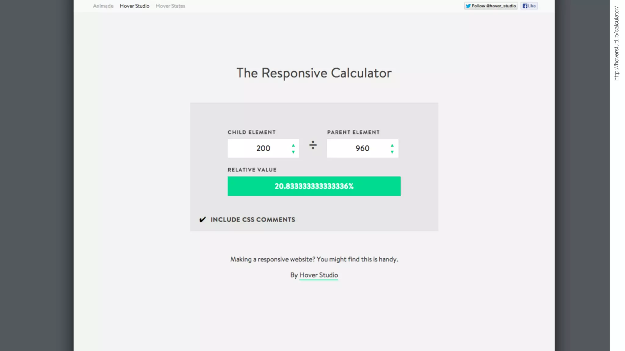 http://hoverstud.io/calculator/
 