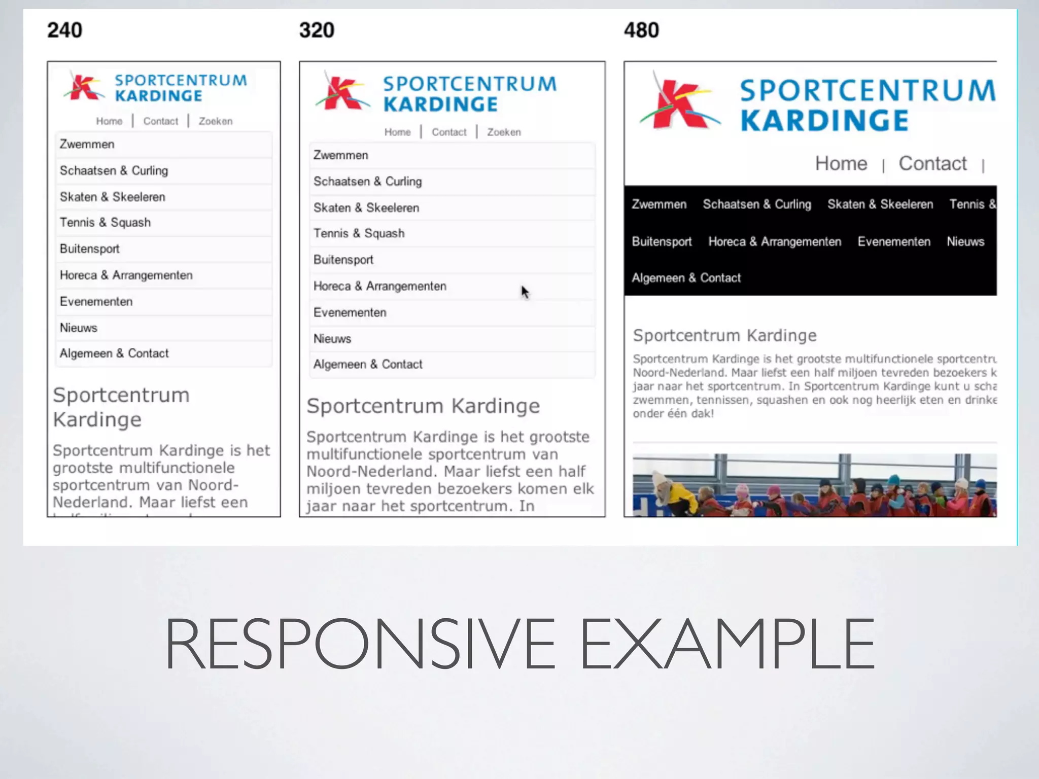 BE RESPONSIVE
• Flexible   grid (ﬂuid layout)

• CSS3    media queries

• Flexible   values (fonts in ‘em’, margins etc. in percentages)

• Don’t   use server-side stuff to detect mobile devices
 