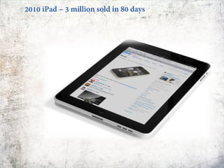 2010 iPad – 3 million sold in 80 days
 