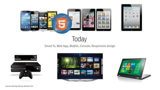 Responsive Web Design Workshop | Milan March 2014
Today
Smart Tv, Web App, Mobile, Console, Responsive design
 