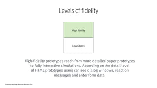 Responsive Web Design Workshop | Milan March 2014
118
High-fidelity prototypes reach from more detailed paper prototypes
t...