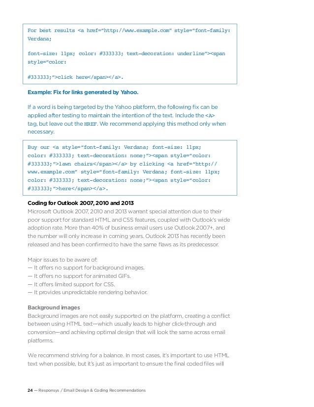 Responsys Email Design Coding Recommendations