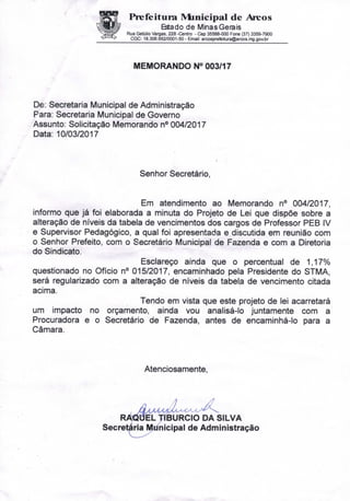 Resposta ao Ofício nº 15/2017