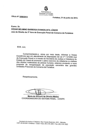 Situação Decap - Resposta do Juiz de Direito Corregedor de Presídios