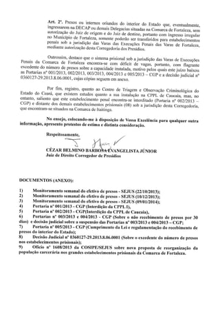 Situação Decap - Resposta do Juiz de Direito Corregedor de Presídios