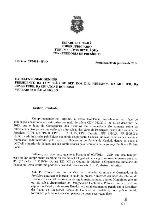 Situação Decap  Resposta do Juiz de Direito Corregedor de Presídios