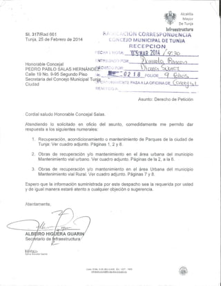 Respuesta derecho de petición Alcaldia de Tunja 