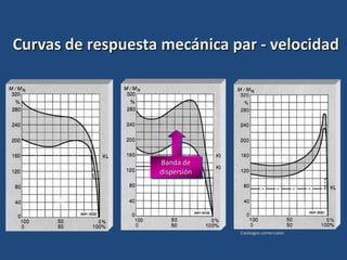 Curvas de respuesta mecánica par - velocidad
Banda de
dispersión
Catálogos comerciales
 