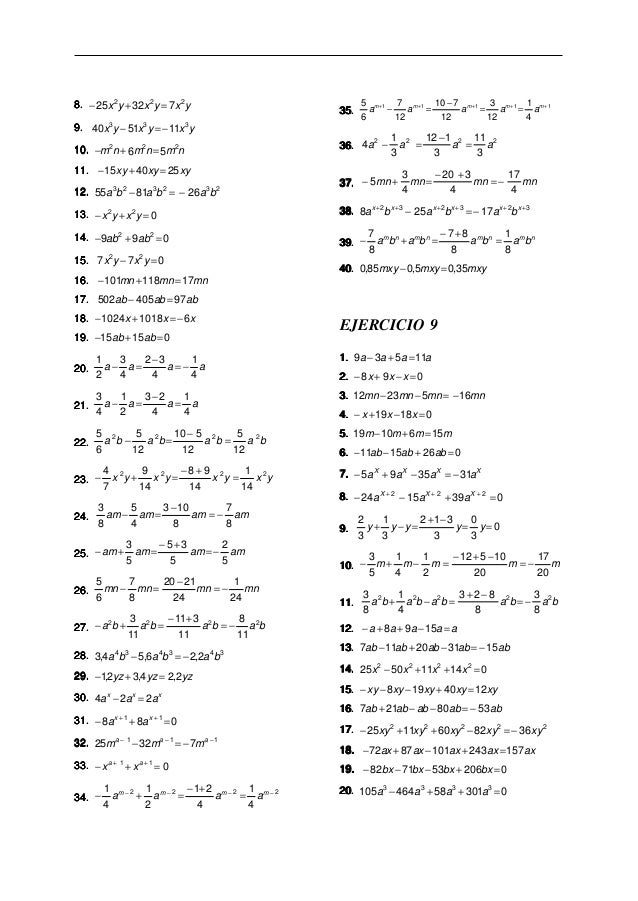 Respuestas Algebra De Baldor