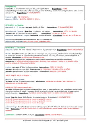 Guía con las respuestas de la misa