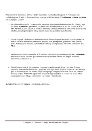 Guía con las respuestas de la misa