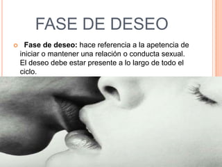 FASE DE EXITACION
   En el hombre, se produce la erección del pene, aumenta el
    tamaño de los testículos, éstos se ele...