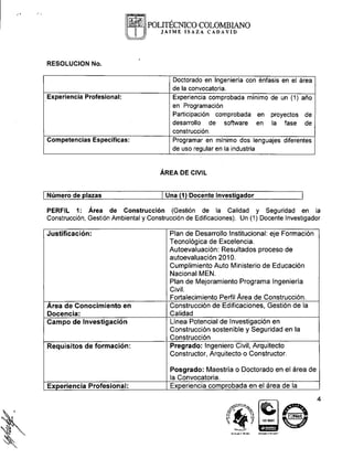 Convocatoria vinculación docente Facultad de Ingeniería