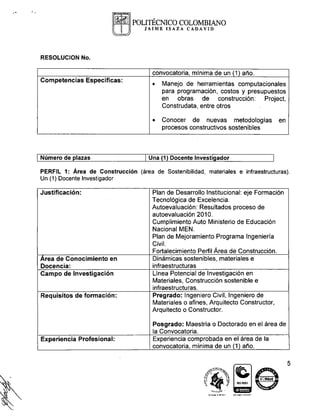 Convocatoria vinculación docente Facultad de Ingeniería