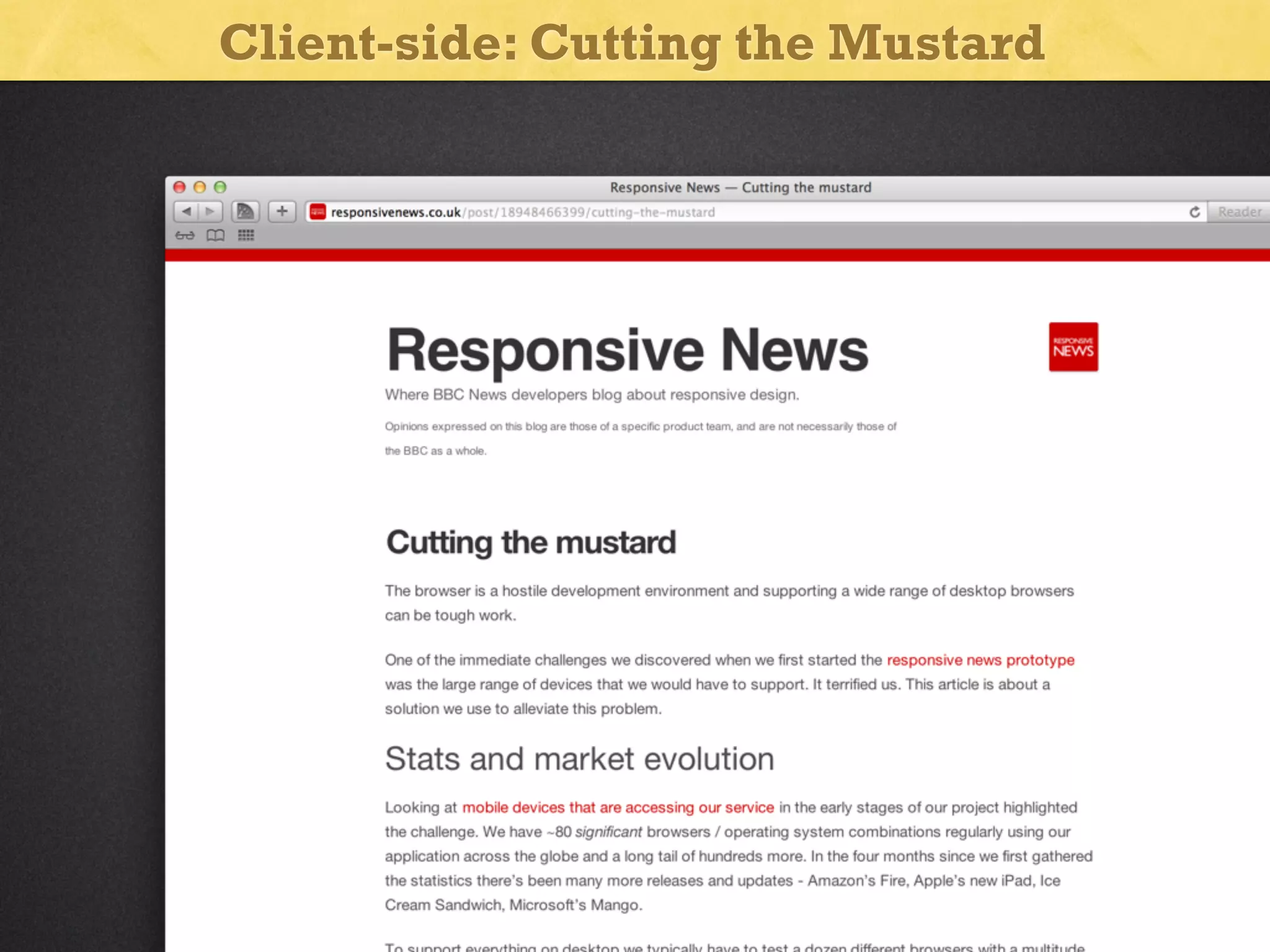 Client-side: Cutting the Mustard

 