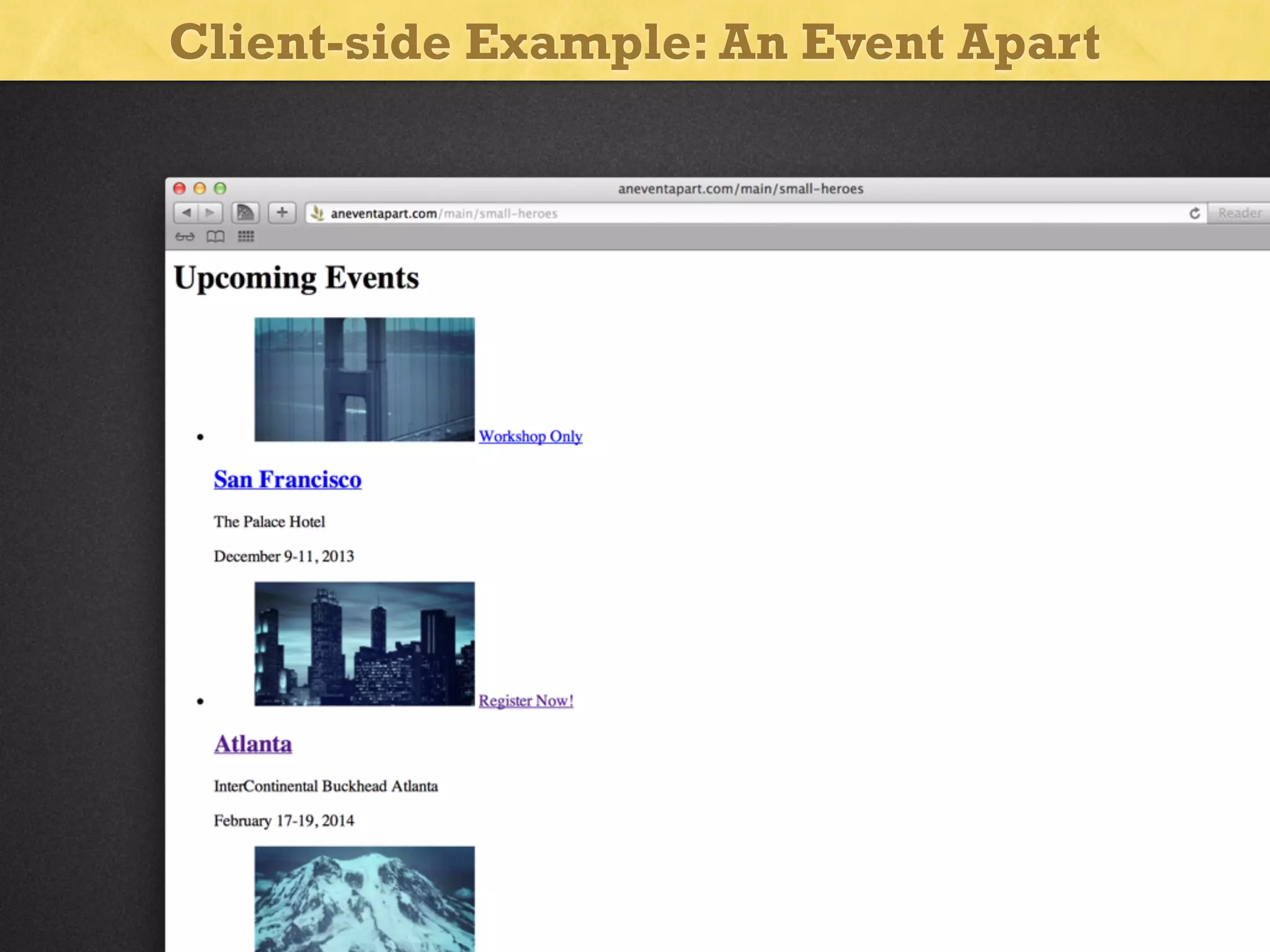Client-side Example: An Event Apart

 