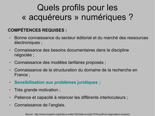 24 au 26 juin 2013 INSET Nancy - CC BY Renaud Aïoutz 15
COMPÉTENCES REQUISES :
✔ Bonne connaissance du secteur éditorial e...