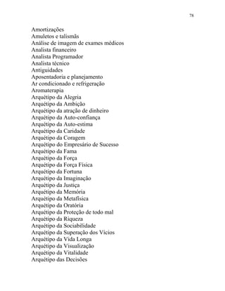 78
Amortizações
Amuletos e talismãs
Análise de imagem de exames médicos
Analista financeiro
Analista Programador
Analista técnico
Antiguidades
Aposentadoria e planejamento
Ar condicionado e refrigeração
Aromaterapia
Arquétipo da Alegria
Arquétipo da Ambição
Arquétipo da atração de dinheiro
Arquétipo da Auto-confiança
Arquétipo da Auto-estima
Arquétipo da Caridade
Arquétipo da Coragem
Arquétipo do Empresário de Sucesso
Arquétipo da Fama
Arquétipo da Força
Arquétipo da Força Física
Arquétipo da Fortuna
Arquétipo da Imaginação
Arquétipo da Justiça
Arquétipo da Memória
Arquétipo da Metafísica
Arquétipo da Oratória
Arquétipo da Proteção de todo mal
Arquétipo da Riqueza
Arquétipo da Sociabilidade
Arquétipo da Superação dos Vícios
Arquétipo da Vida Longa
Arquétipo da Visualização
Arquétipo da Vitalidade
Arquétipo das Decisões
 