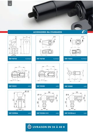 10
Ø 8
22
M5
M6
REF 92220-6-5 ACIER
11
18
REF 92989 ACIER
10
14 13
M6
27
REF 72421 PLASTIQUE
18
A A
Ø10
11
M6
REF 92720 PLASTIQUE
25
A A
Ø10
M6
11
REF 92220 ACIER
10
12
25
M6
Ø 13
30
13
28
M8
M6
10
REF 92220-13 E ACIER
REF 92722 PLASTIQUE
20
31
13
17
Ø10
M6
REF 92221 ACIER
M6
10
20
10
REF 92990A ACIER
Ø 10
M8
13
31
27,5
 