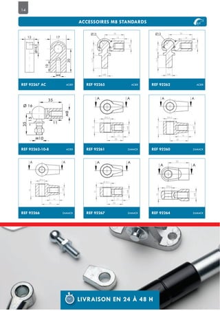 14
REF 92267 AC ACIER
12 17
M8
20
10
Ø10,1
REF 92262-10-8 ACIER
Ø 16
35
15
35
M10
M8
11
REF 92266 ZAMACK
A A
14
25
M8
10,1
18
REF 92265 ACIER
25
16,5
M8
13
12
M8
Ø13
REF 92261 ZAMACK
A A
11
12
8,2
M8
20
REF 92267 ZAMACK
A A
10,1
12
11
20
M8
REF 92262 ACIER
30
16,5
M8
13
14
M8
Ø13
REF 92260 ZAMACK
A A
8,2
18
14
25
M8
REF 92264 ZAMACK
25
A A
M8
8,2
10
 