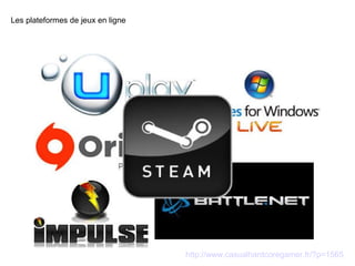 Les plateformes de jeux en ligne 
http://www.casualhardcoregamer.fr/?p=1565 
 