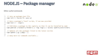 NPM install and uninstall commands
 