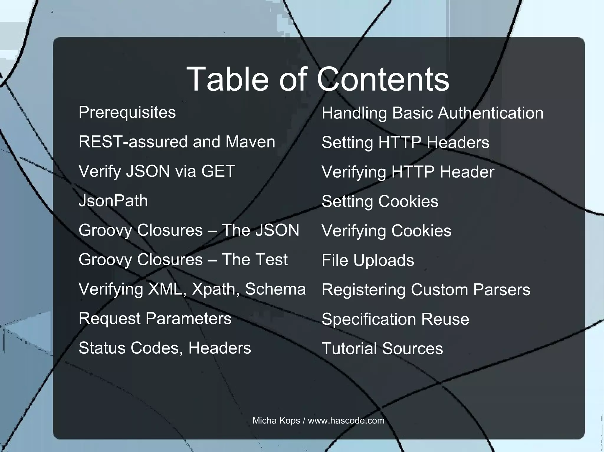 Table of Contents Prerequisites 