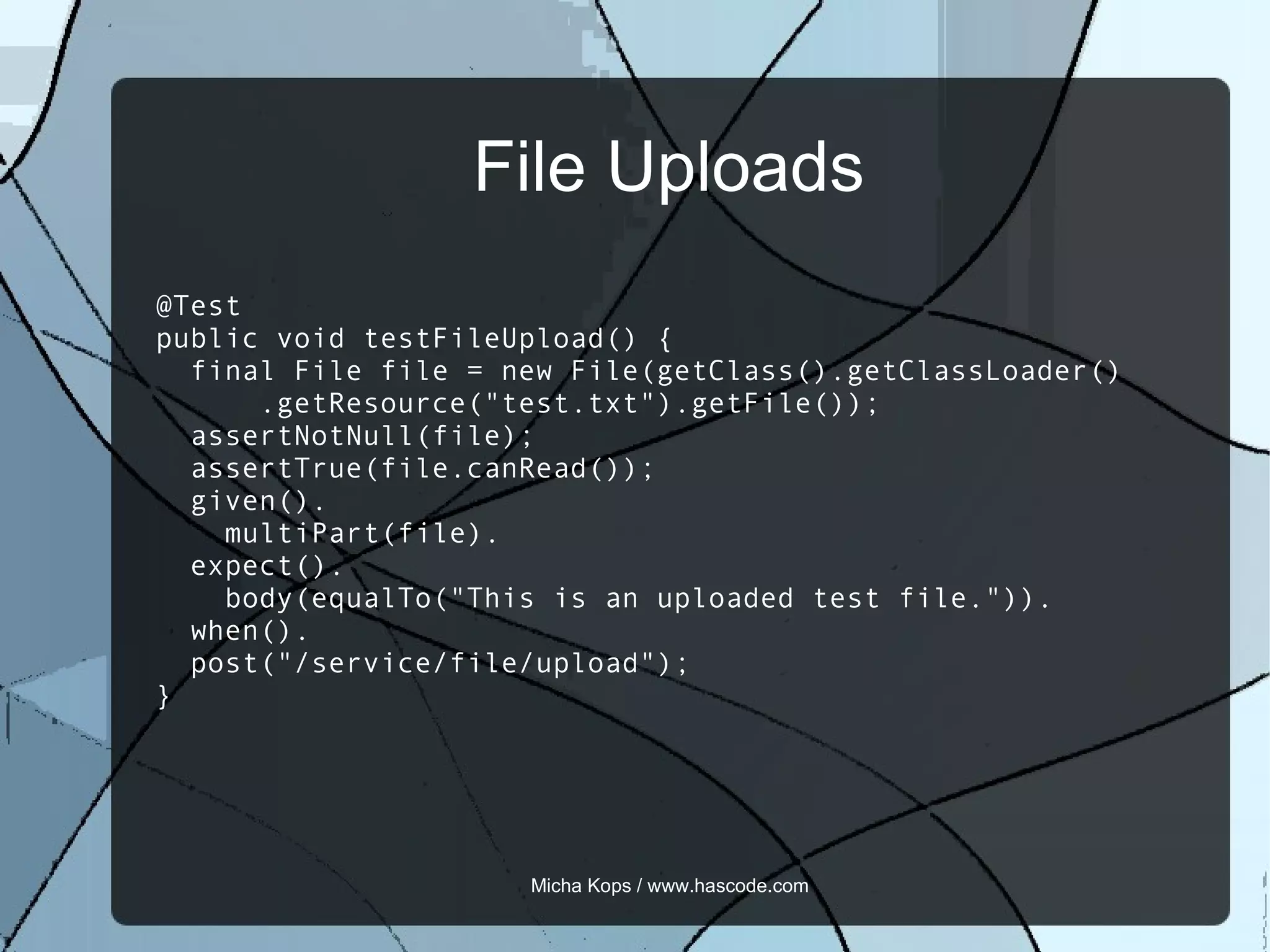 REST-assured and Maven Only one dependency needed: 