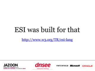 ESI was built for that
  http://www.w3.org/TR/esi-lang




        SPEAKER‘S COMPANY
             LOGO
 