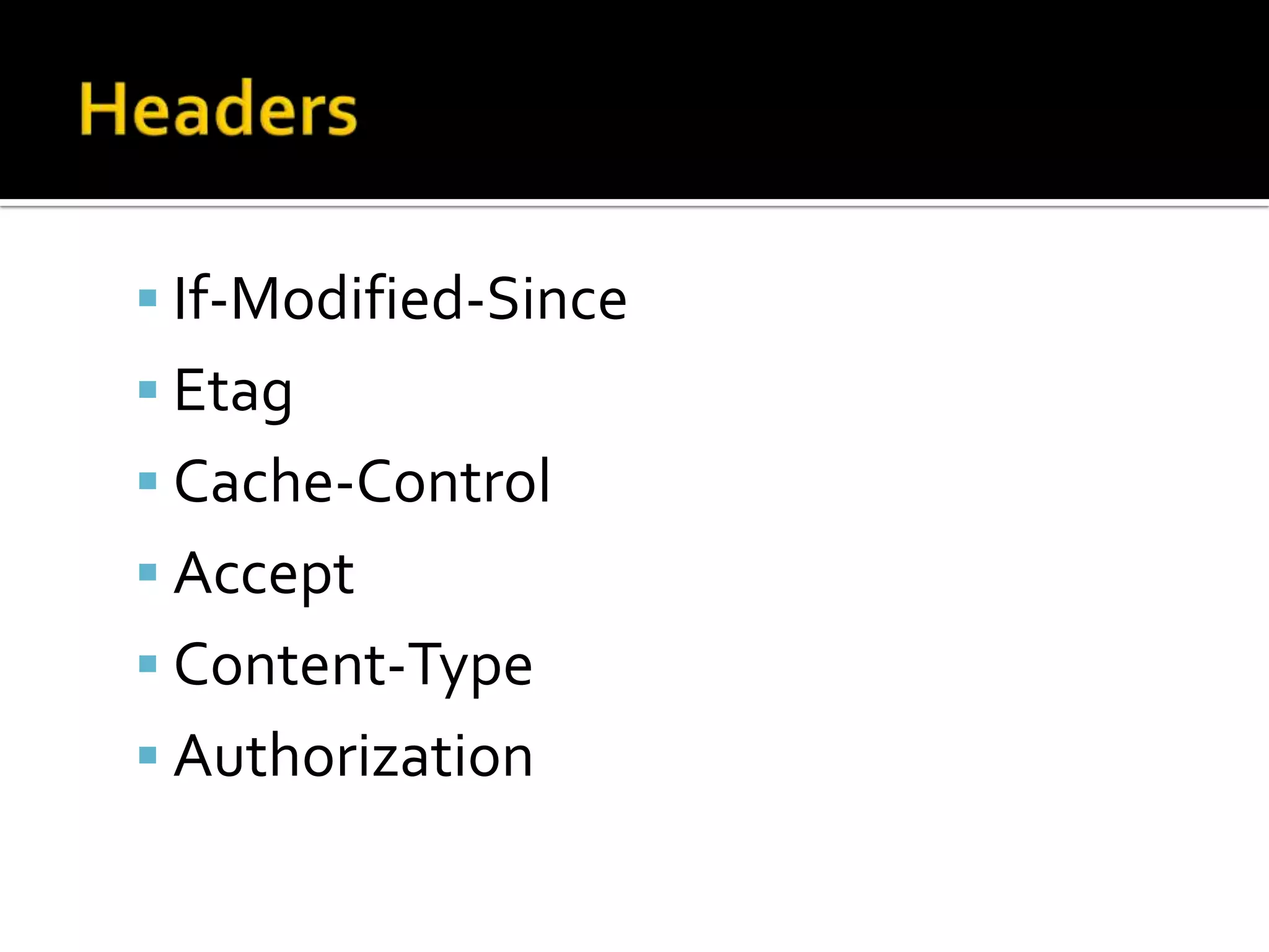 PUT must be Idempotent.LinksLinks are returned in representations.Clients follow links, allowing them to transition state.Using Links can provide elegant ways to scale out or integrate 3rd party services.