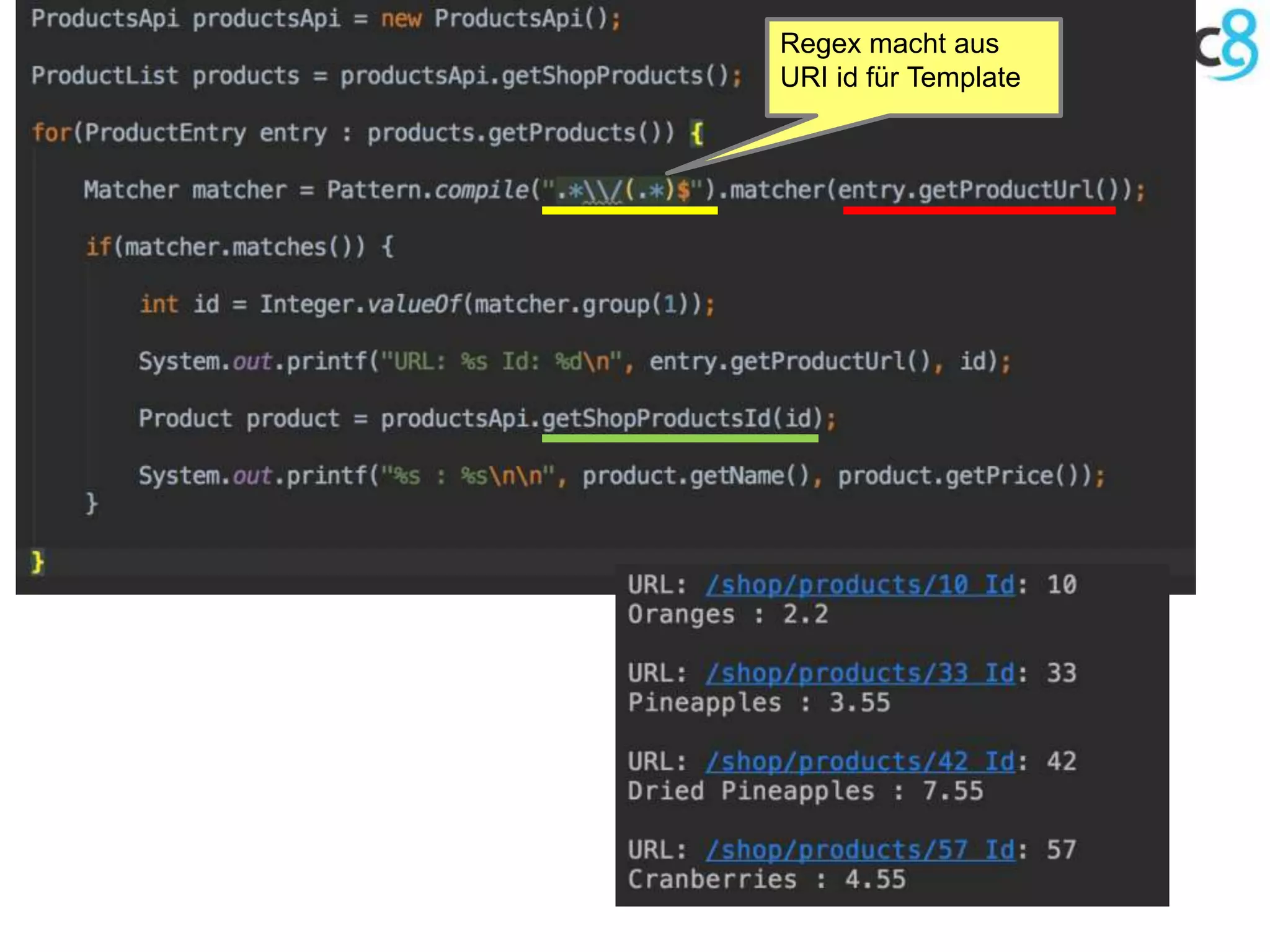 Regex macht aus
URI id für Template
 