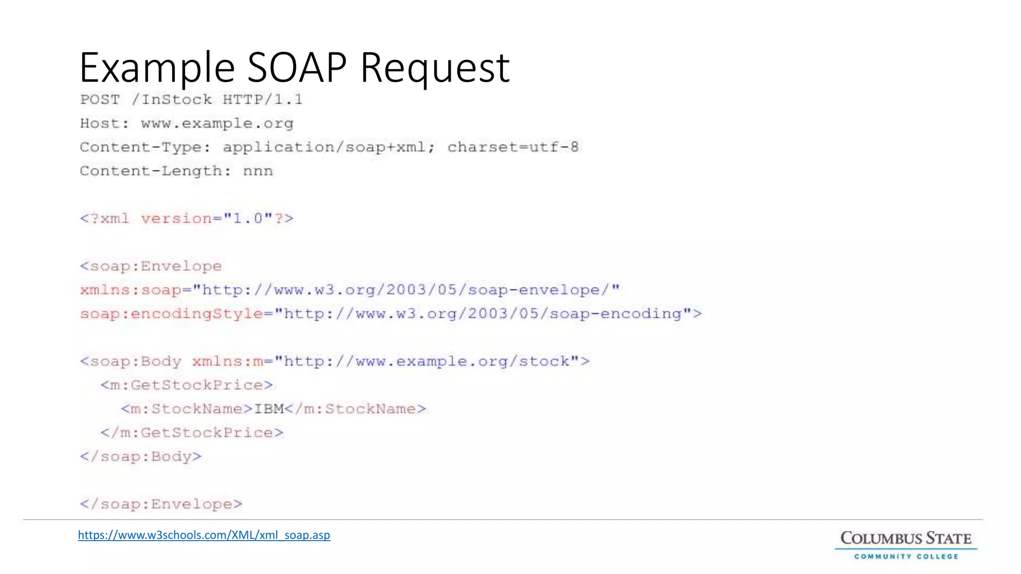 Example SOAP Request
https://www.w3schools.com/XML/xml_soap.asp
 