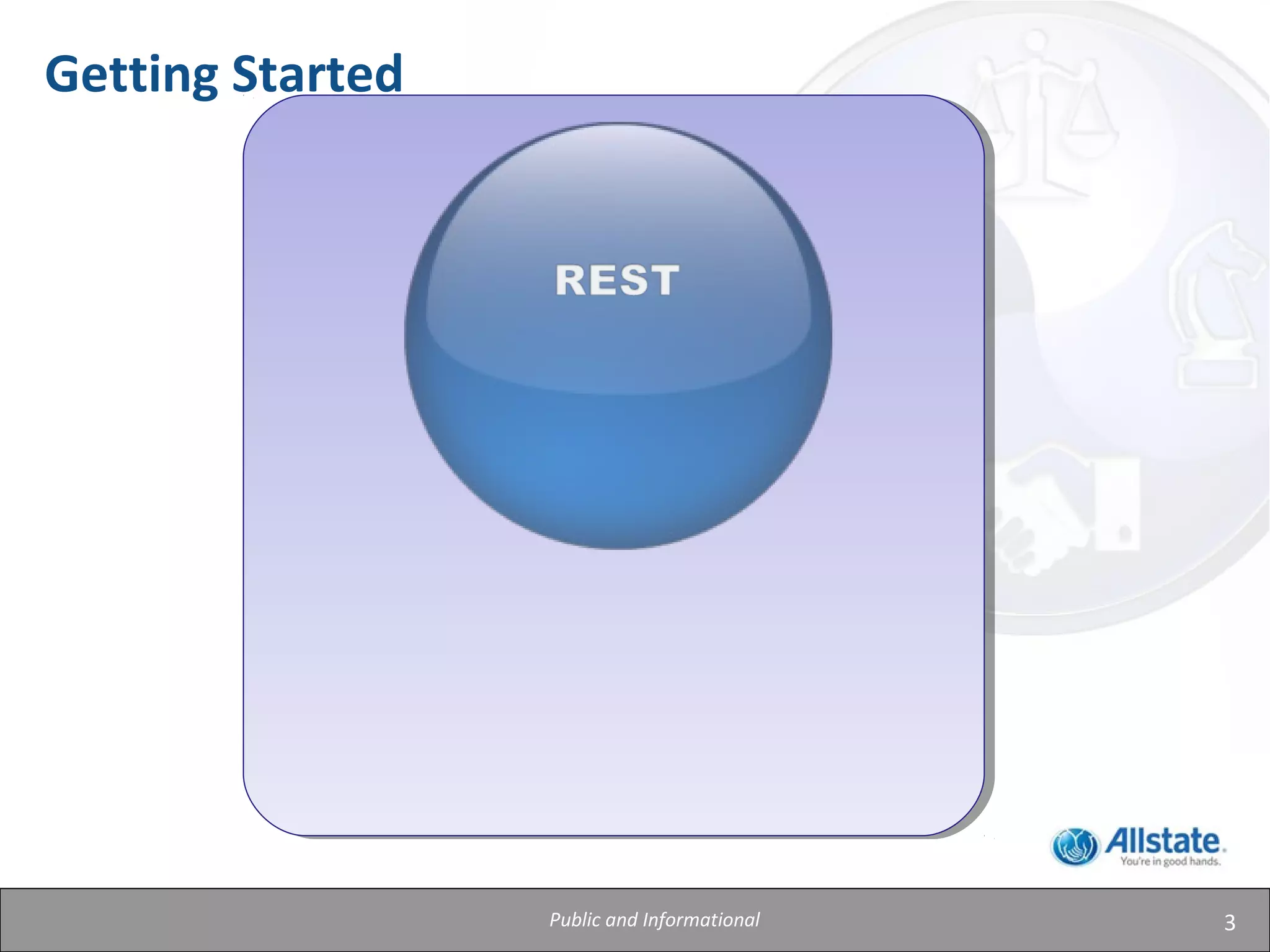 3
Getting Started
Public and Informational
 