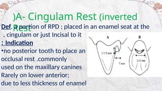 Inverted Rest Rpd REST AND REST SEATS indications contraindications | PPTX