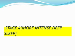 STAGE 4(MORE INTENSE DEEP
SLEEP)
 